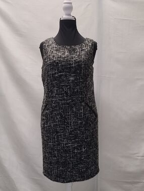 Dana Buchman Black & White Tweed Sheath Midi Dress